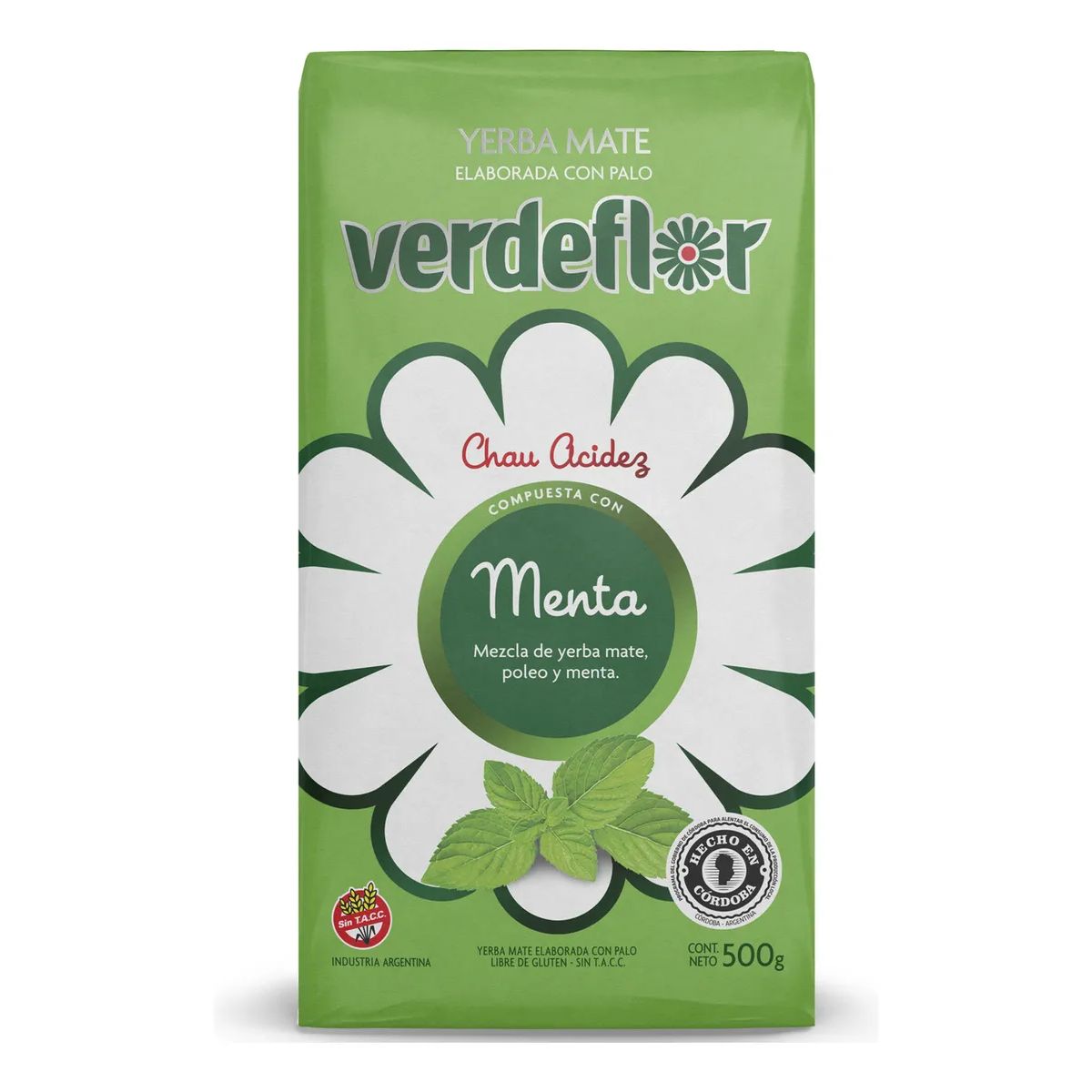 VERDEFLOR - YERBA MATE VERDE FLOR MENTA 500GR