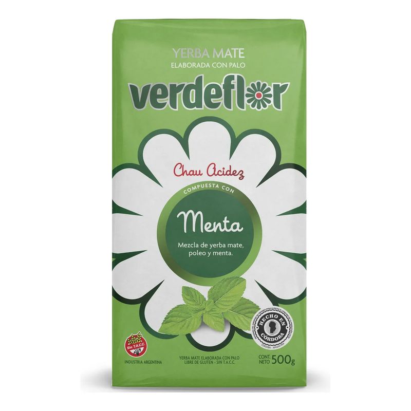 VERDEFLOR - YERBA MATE VERDE FLOR MENTA 500GR