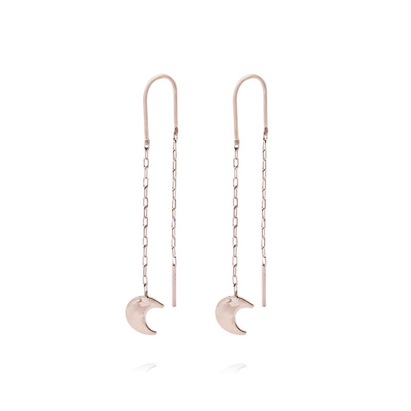 JB JOYAS BARON - Aros Oro Miel de 18kt  Cadena Luna