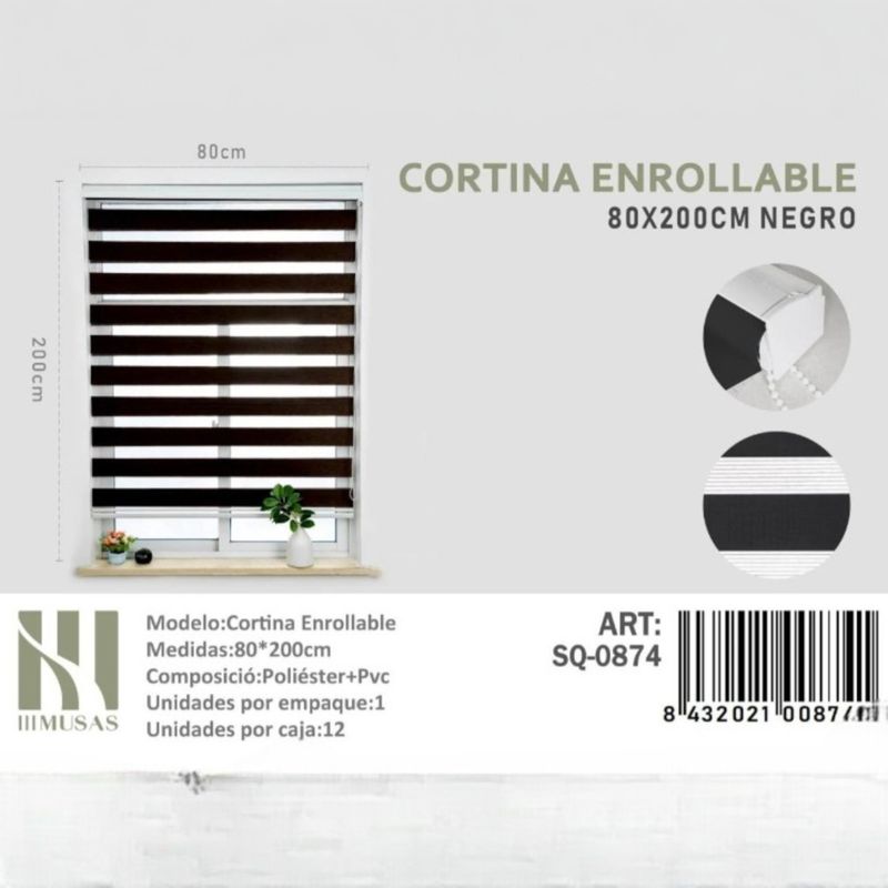 ANGELES DEL HOGAR - CORTINA ROLLER DUO LISA 80CM X 200CM