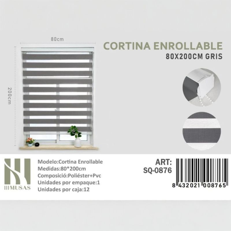 ANGELES DEL HOGAR - CORTINA ROLLER DUO LISA 80CM X 200CM
