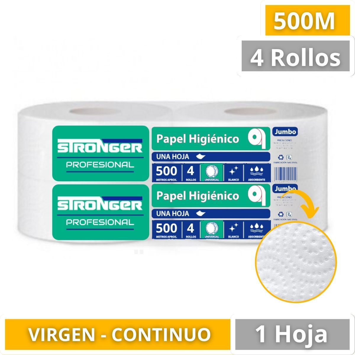 GENERICO - Papel Higiénico Industrial Jumbo Suave 500m 4 Rollos
