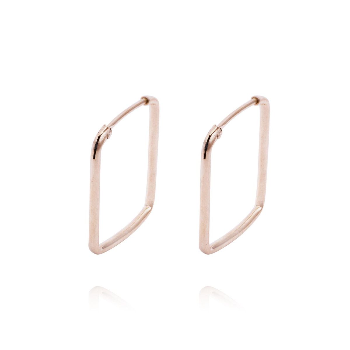 JB JOYAS BARON - Aros Oro Miel de 18kt Cuadrado Mediano