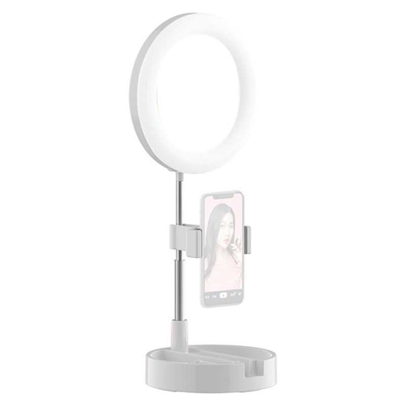 COMPRAPO - Aro LED De Luz Con Espejo y Soporte Celu 15cm Whte