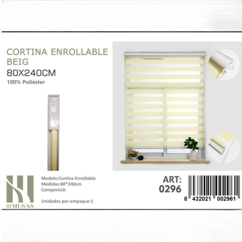 ANGELES DEL HOGAR - CORTINA ROLLER DUO LISA 80CM X 240CM