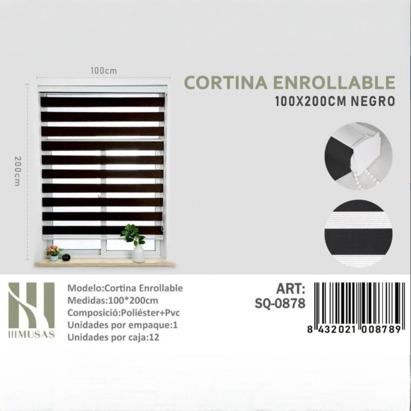 ANGELES DEL HOGAR - CORTINA ROLLER DUO LISA 100CM X 200CM