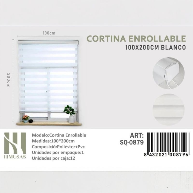 ANGELES DEL HOGAR - CORTINA ROLLER DUO LISA 100CM X 200CM