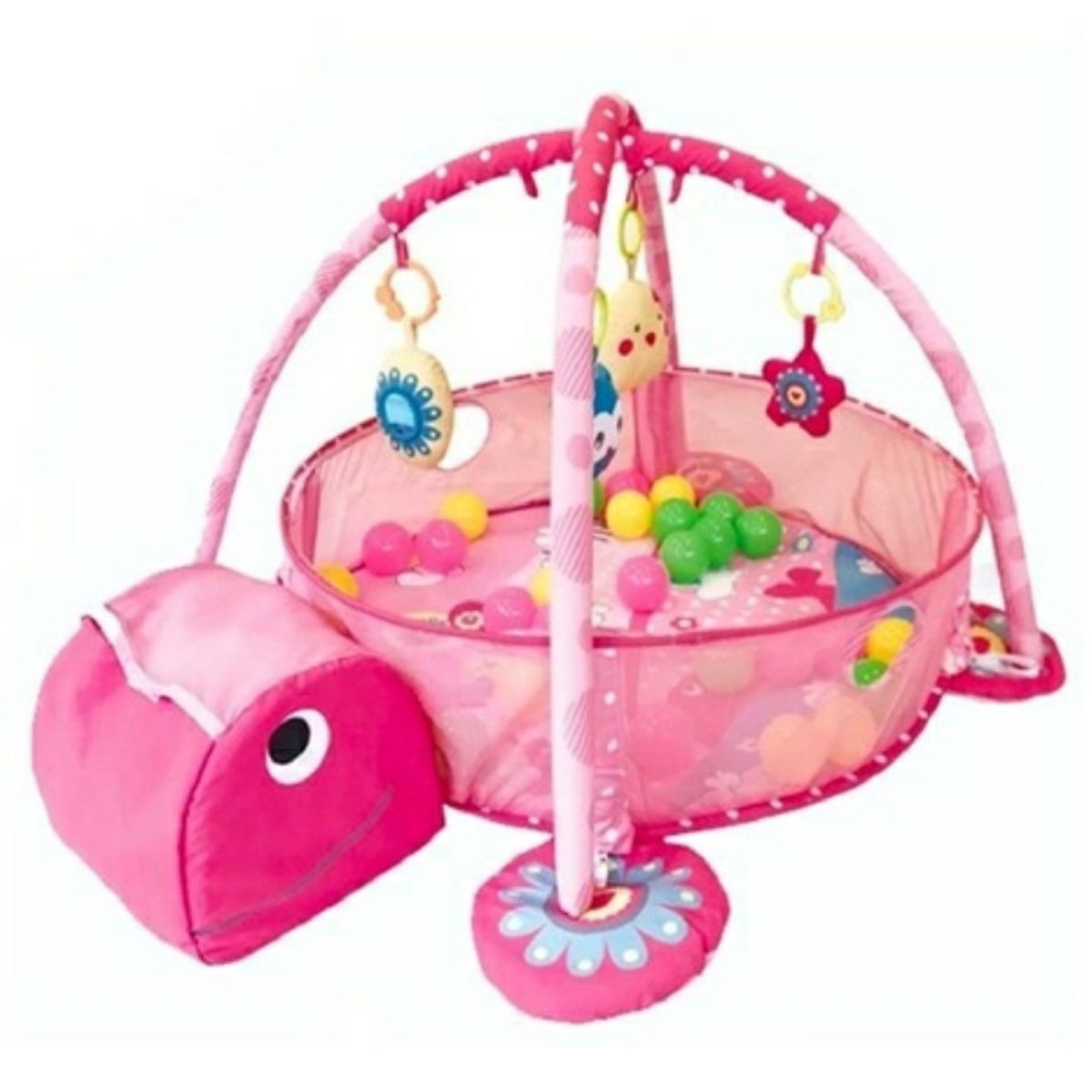 GENERICO - Gimnasio Pelotero 3 en 1 Tortuga Rosada +0M