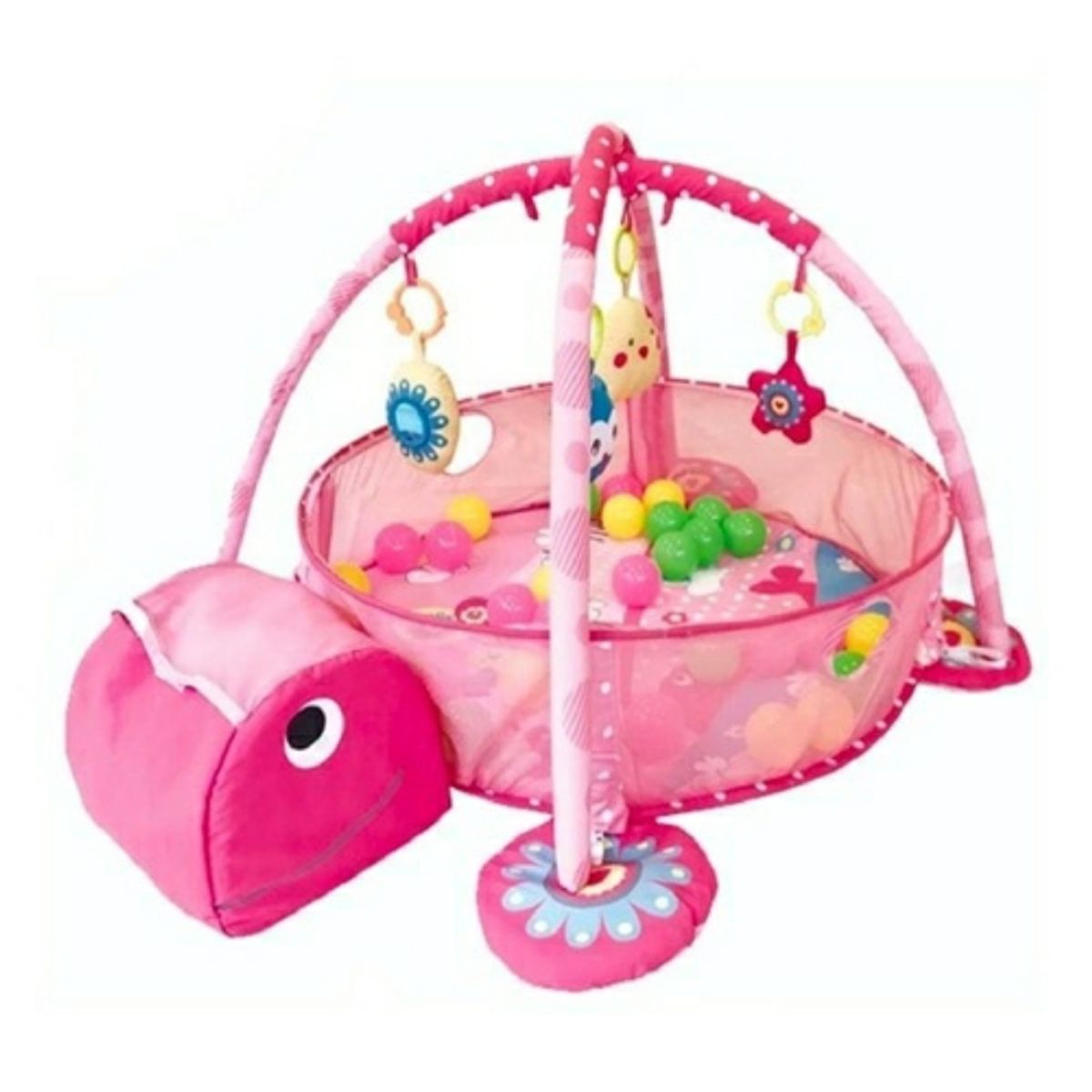 GENERICO - Gimnasio Pelotero 3 en 1 Tortuga Rosada +0M