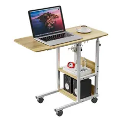 GENERICO - Mesa Ajustable Con Bastidor De Almacenamiento Multifuncional Madera