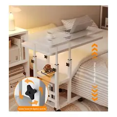 GENERICO - Mesa Ajustable Con Bastidor De Almacenamiento Multifuncional Blanco