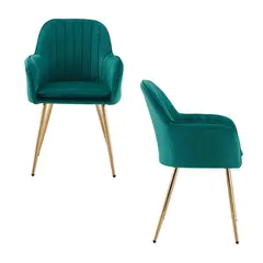 GENERICO - Pack 2 Sitial terciopelo patas doradas Murano- Verde