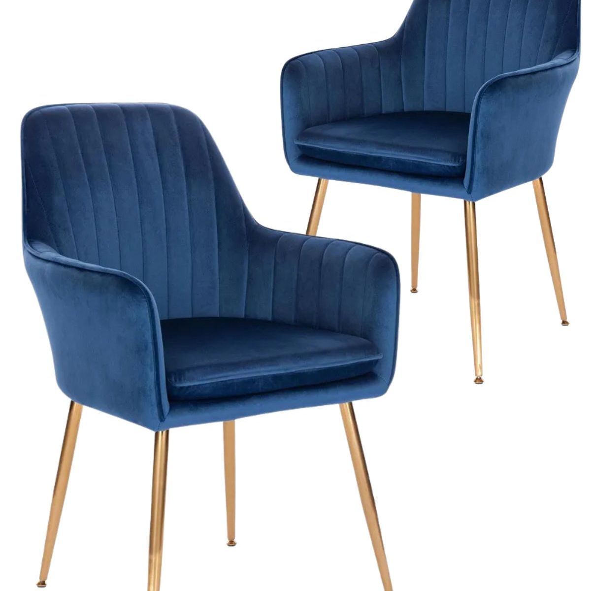HABITA2 CHILE - Pack 2 Sitial terciopelo patas doradas Murano- Azul