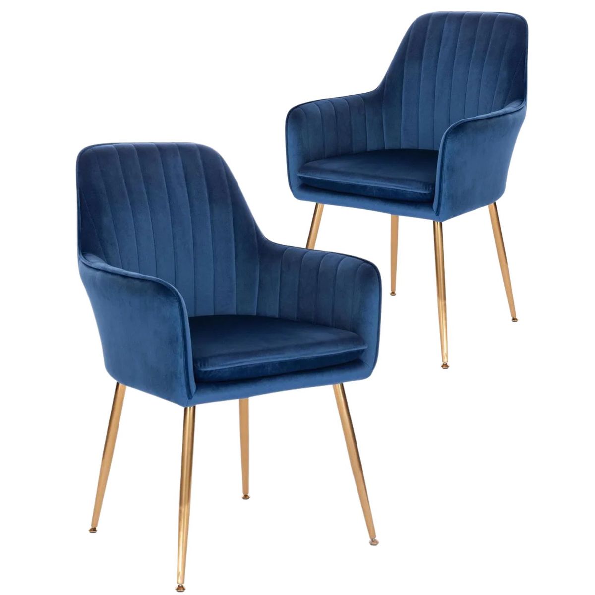 HABITA2 CHILE - Pack 2 Sitial terciopelo patas doradas Murano- Azul