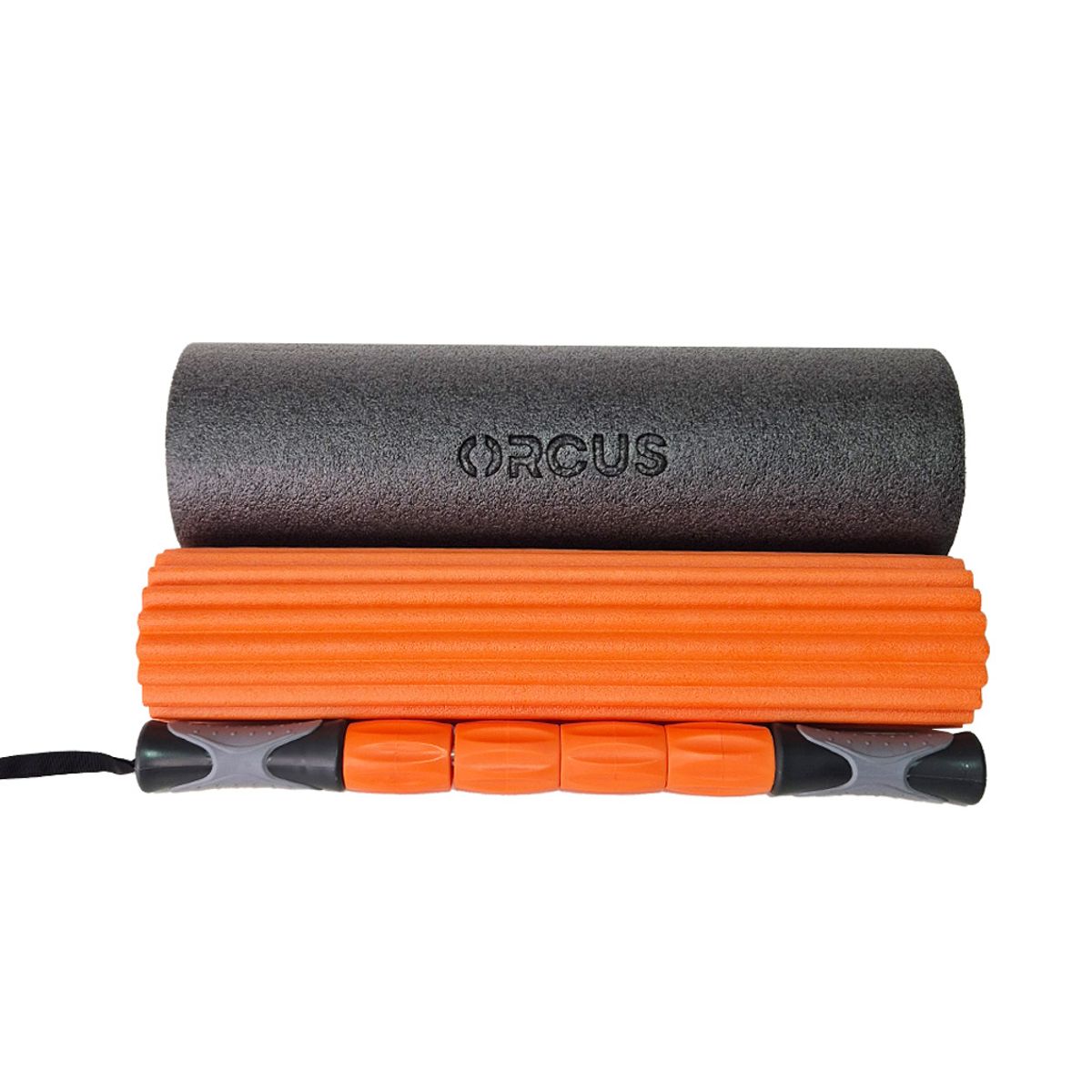 ORCUS - SET 3 EN 1 FOAM ROLLER + RODILLO + MASAJEADOR ORCUS NARANJO