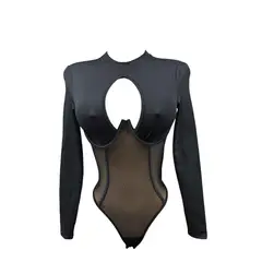 GARSIL - Body Para Mujer De Manga Larga Con Escote Tela Semi Transparente