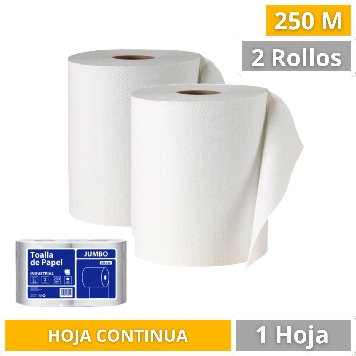 GENERICO - Toalla Jumbo Industrial De Papel Absorbente Ecologica 250mts