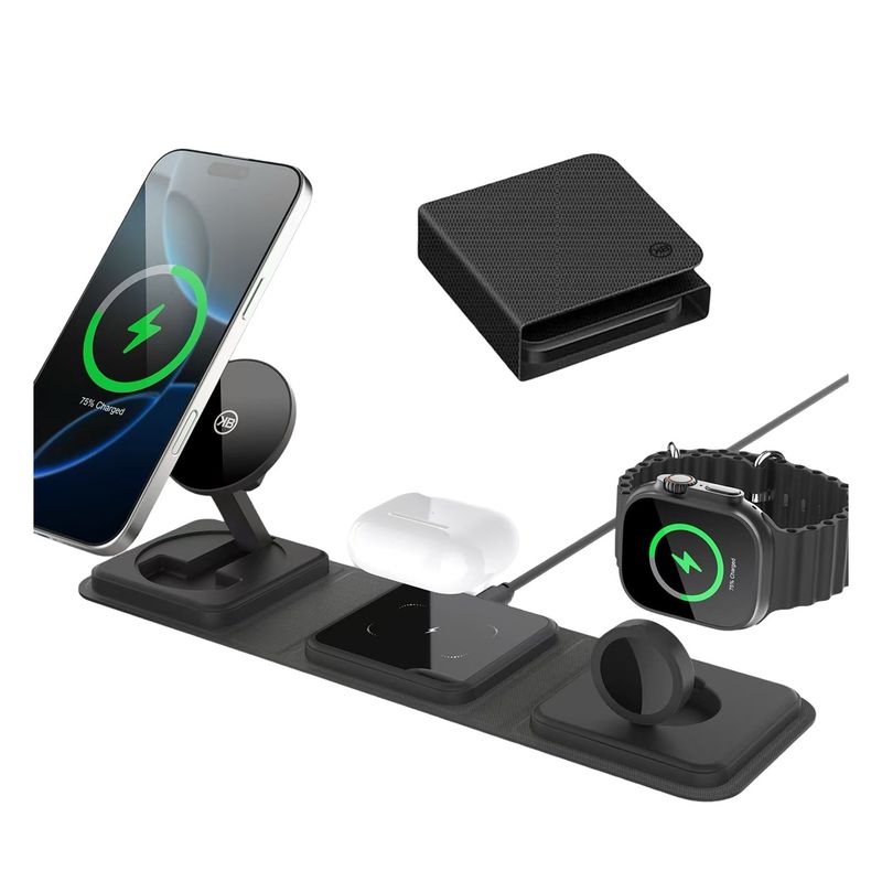 KBOD - Base Cargador Inalámbrico 3 en 1 Magsafe 15w Kbod W10 Plegable