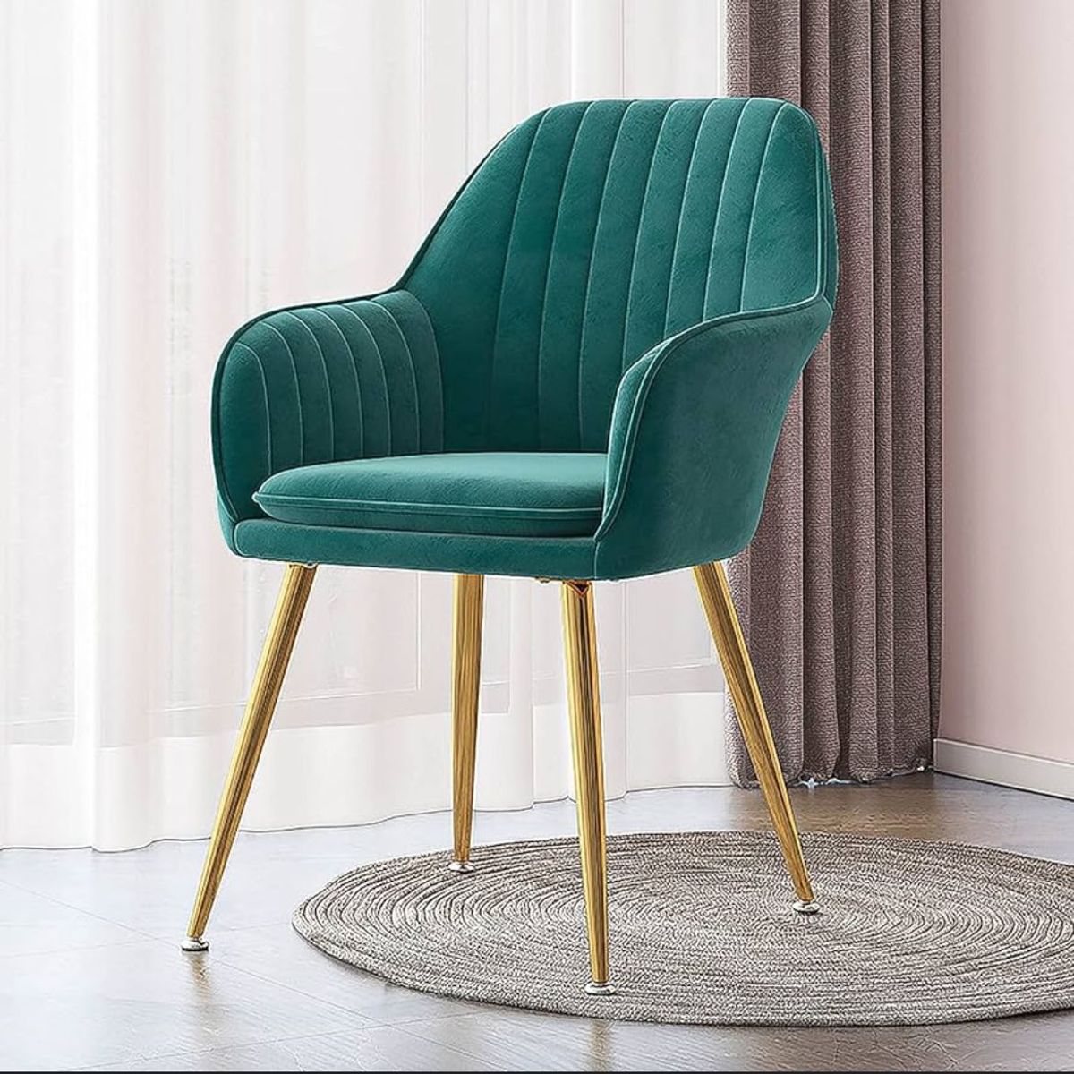 HABITA2 CHILE - Sitial terciopelo patas doradas Murano- Verde