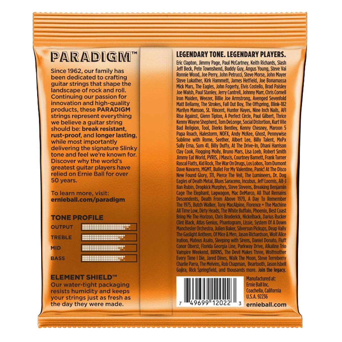 ERNIE BALL - Set De 6 Cuerdas Para Guitarra Electrica Ernie Ball Paradigm Slinky 2022