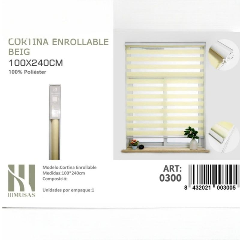ANGELES DEL HOGAR - CORTINA ROLLER DUO LISA 100CM X 240CM