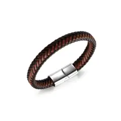 GOIA - Pulsera Hombre Tejido Acero Titanio - Café
