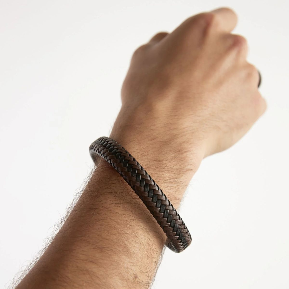 GOIA - Pulsera Hombre Tejido Acero Titanio - Café