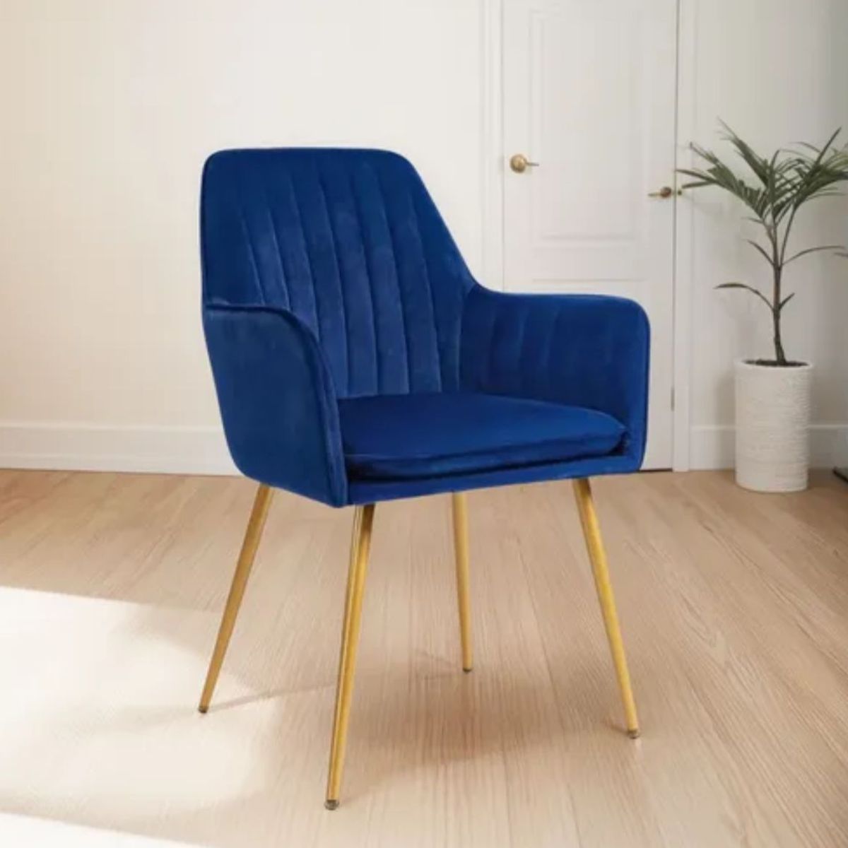 HABITA2 CHILE - Sitial terciopelo patas doradas Murano- Azul