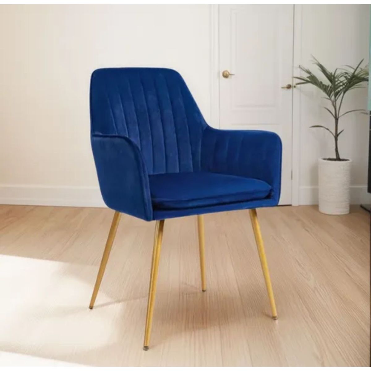 HABITA2 CHILE - Sitial terciopelo patas doradas Murano- Azul