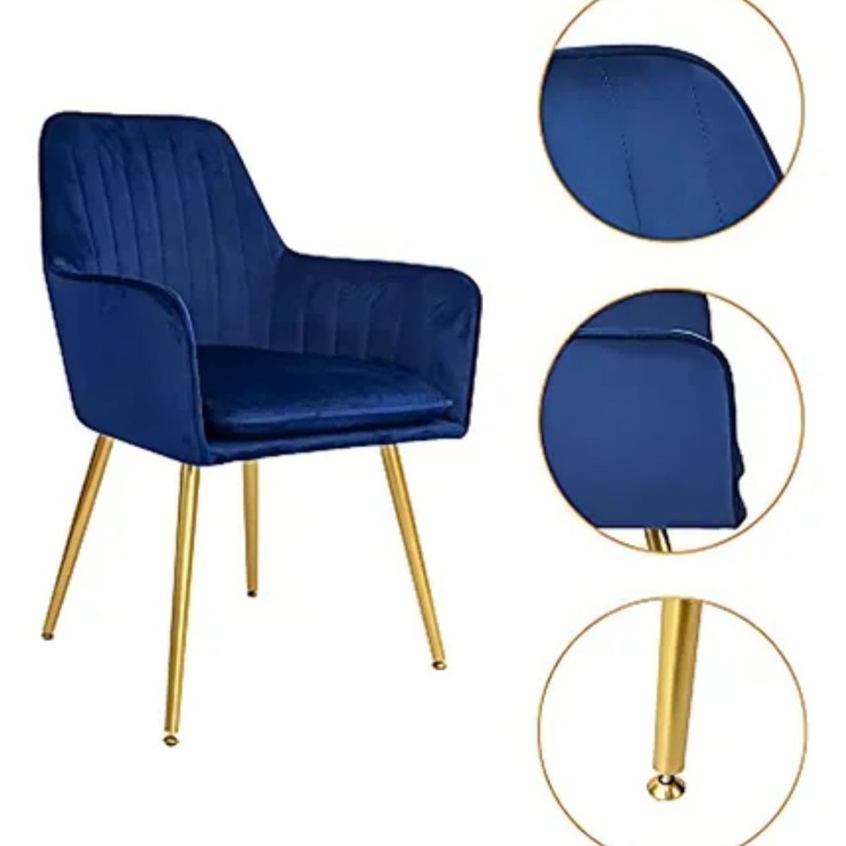 HABITA2 CHILE - Sitial terciopelo patas doradas Murano- Azul