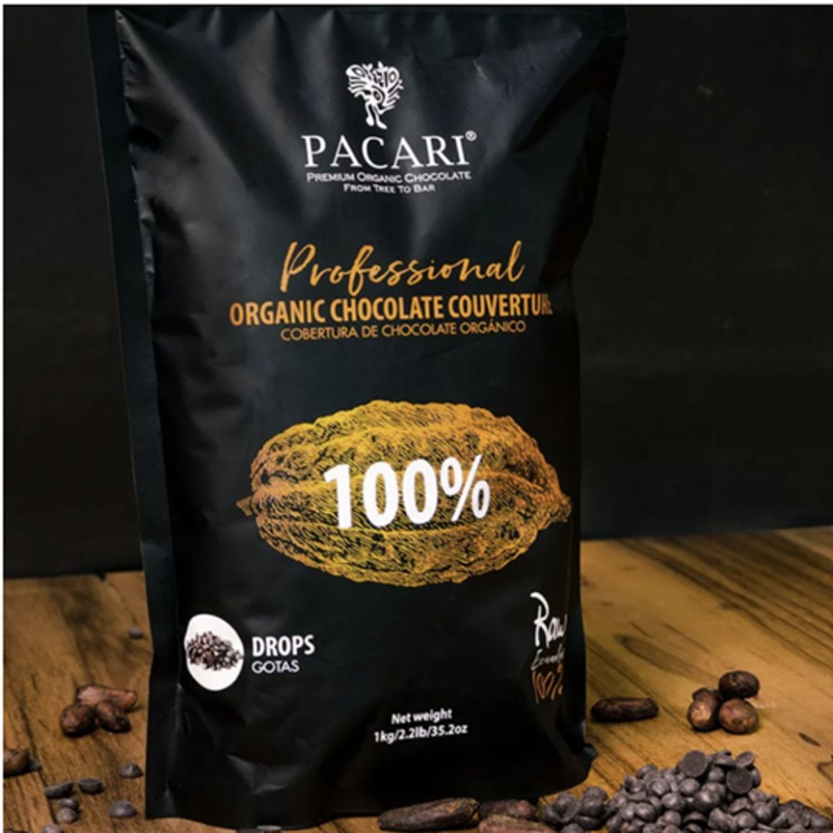 Pacari - Chip De Chocolate Orgánico 100% Cacao 1 Kg Pacari Sin Gluten