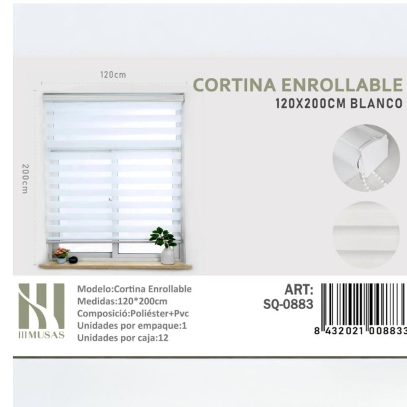 ANGELES DEL HOGAR - CORTINA ROLLER DUO LISA 120CM X 200CM