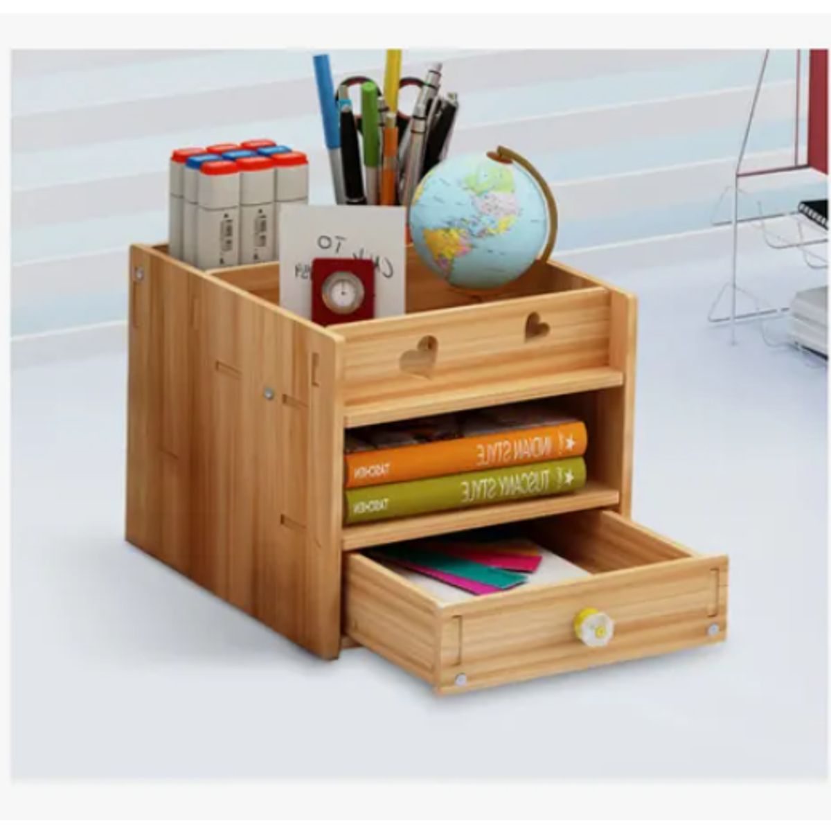 GENERICO - Elevador Base Soporte Monitor + Organizador De Escritorio