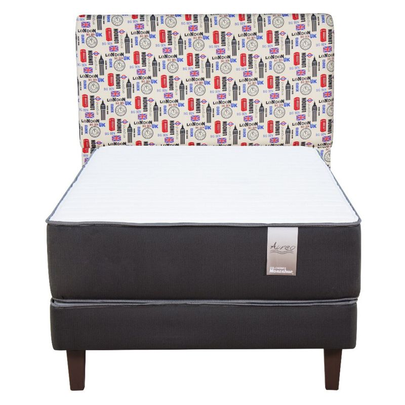 MANTAHUE - CAMA MYBED AUREO 1.5PL RESPALDO RECTO BIGBEN BEIGE