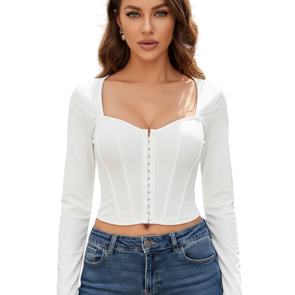 GARSIL - Crop Top Corto Para Mujer Con Manga Larga Estilo Corset