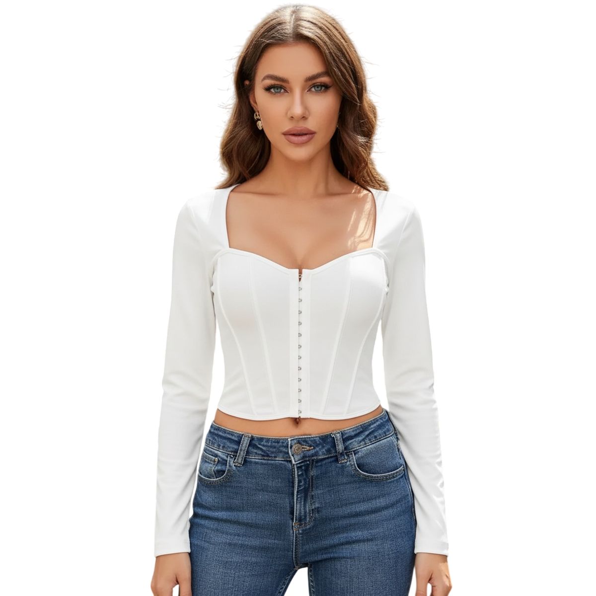 GARSIL - Crop Top Corto Para Mujer Con Manga Larga Estilo Corset