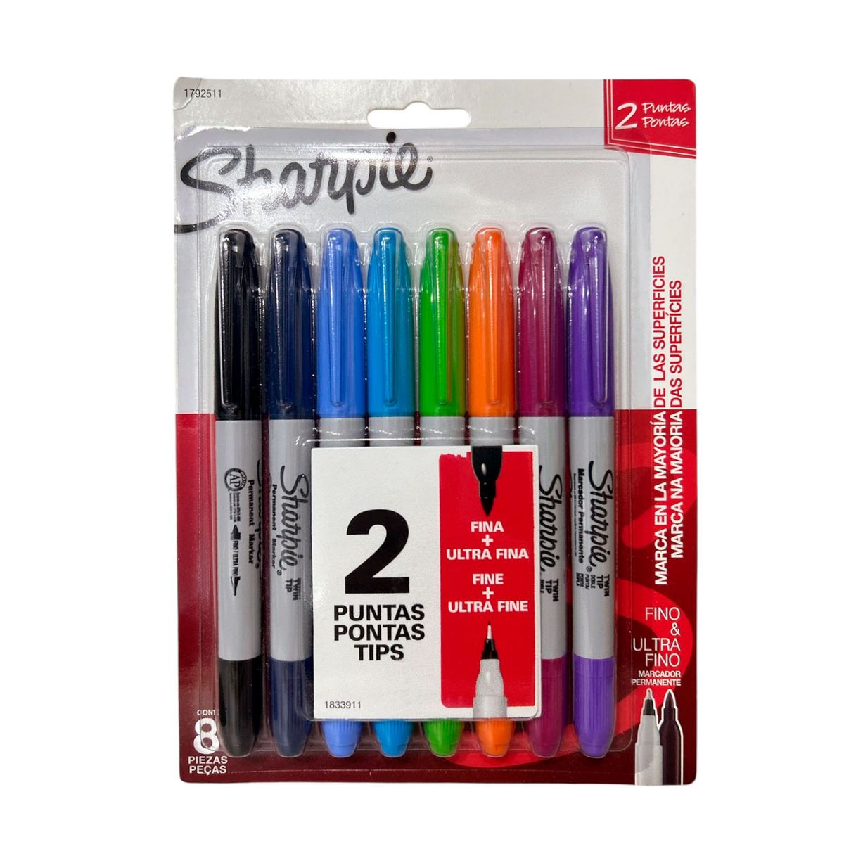 SHARPIE - Marcador Sharpie Doble Punta 8 colores Permanente