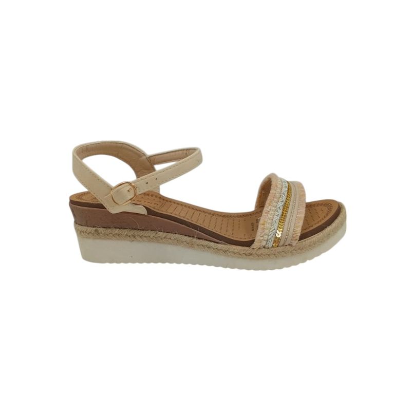 HERIEL - Sandalia Beige Flecos Plataforma