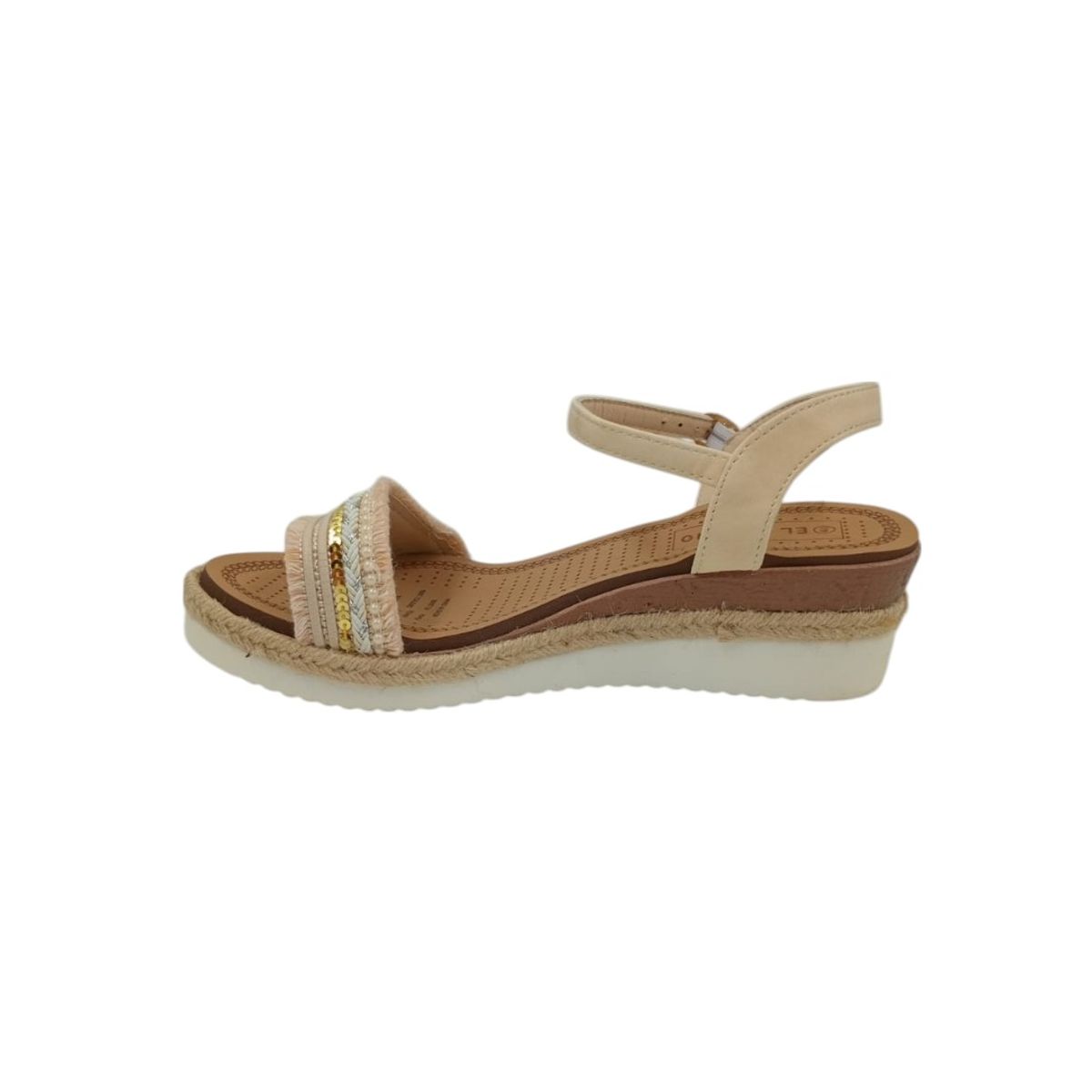 HERIEL - Sandalia Beige Flecos Plataforma