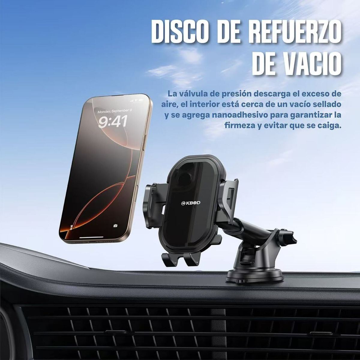 KBOD - Soporte Celular Universal de Auto Kbod H24 Brazo Largo Ajustable