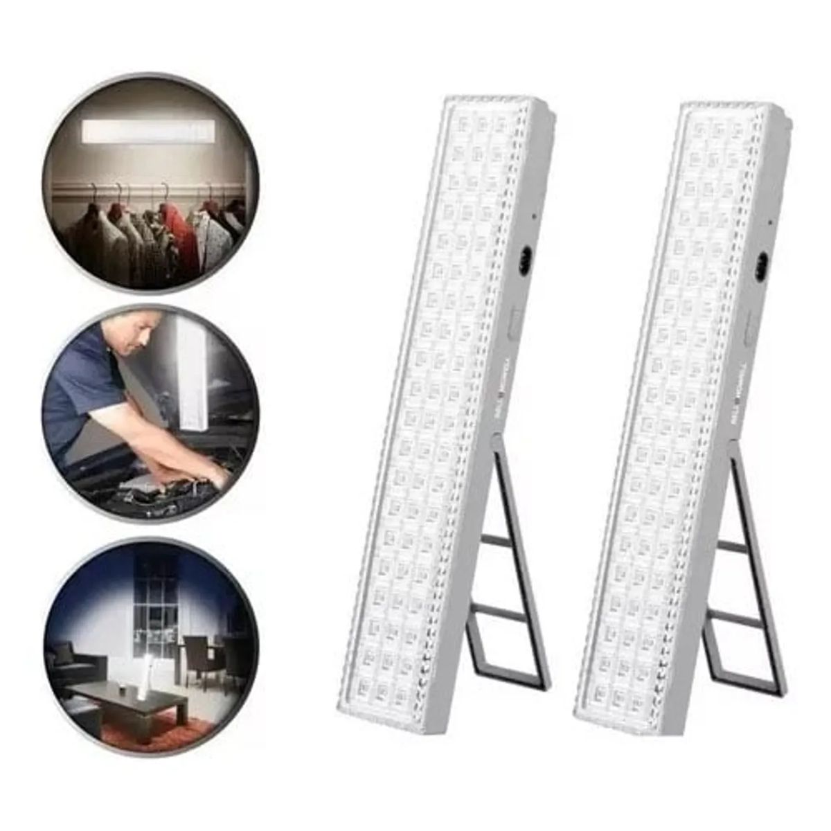 GENERICO - Pack X2 Lámparas Luz Led De Emergencia Recargable color blanco