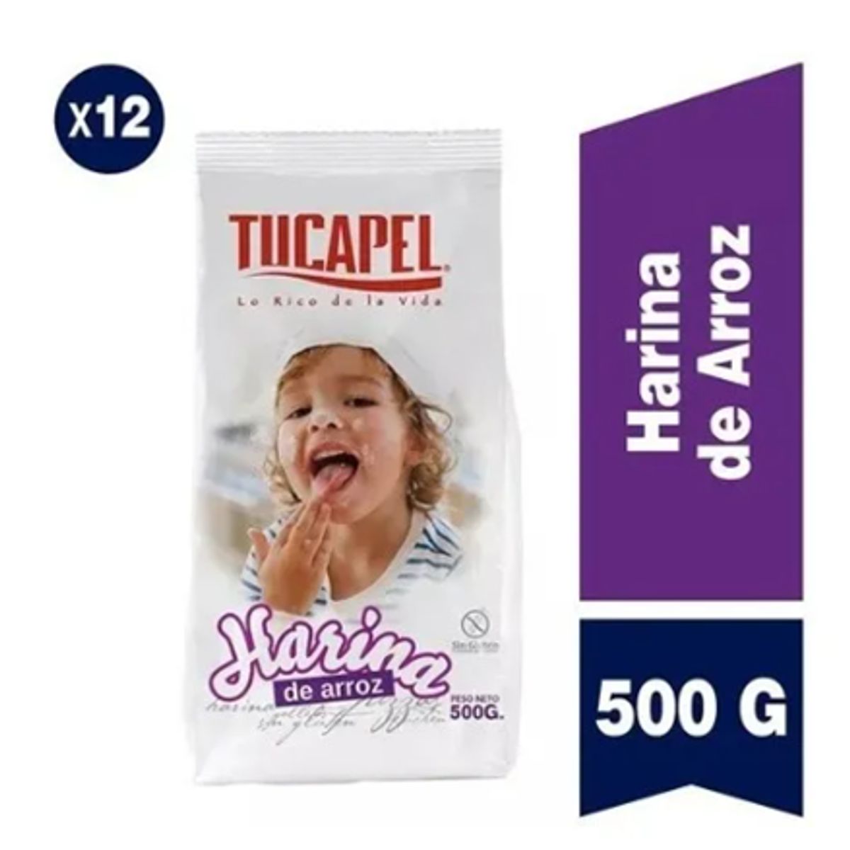 TUCAPEL - Harina De Arroz Tucapel 500 Gramos, Pack 12 Unidades