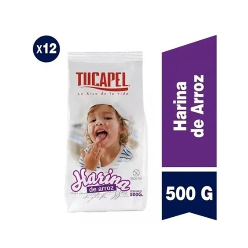 TUCAPEL - Harina De Arroz Tucapel 500 Gramos, Pack 12 Unidades
