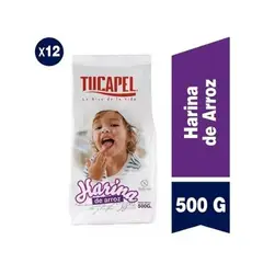 TUCAPEL - Harina De Arroz 500 Gramos, Pack 12 Unidades