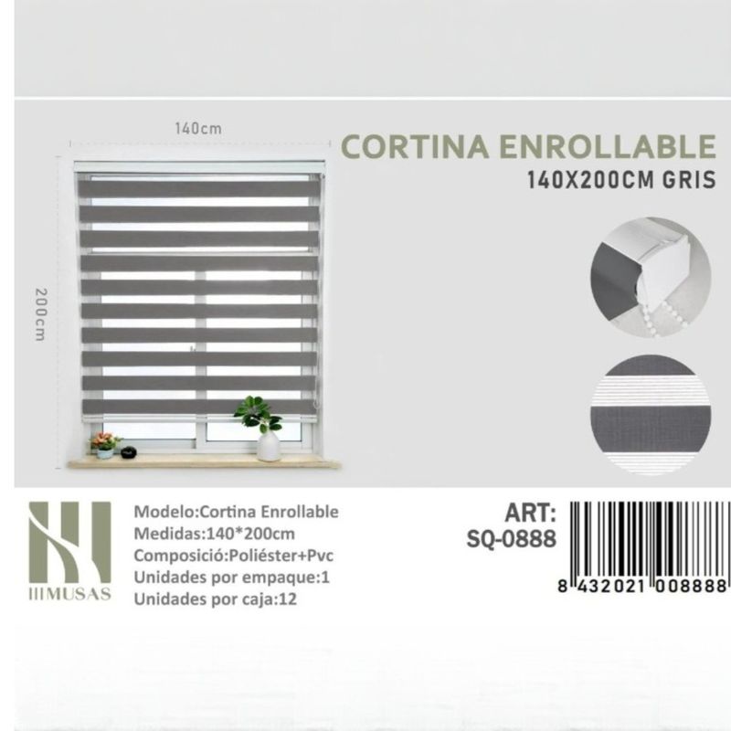 ANGELES DEL HOGAR - CORTINA ROLLER DUO LISA 140CM X 200CM