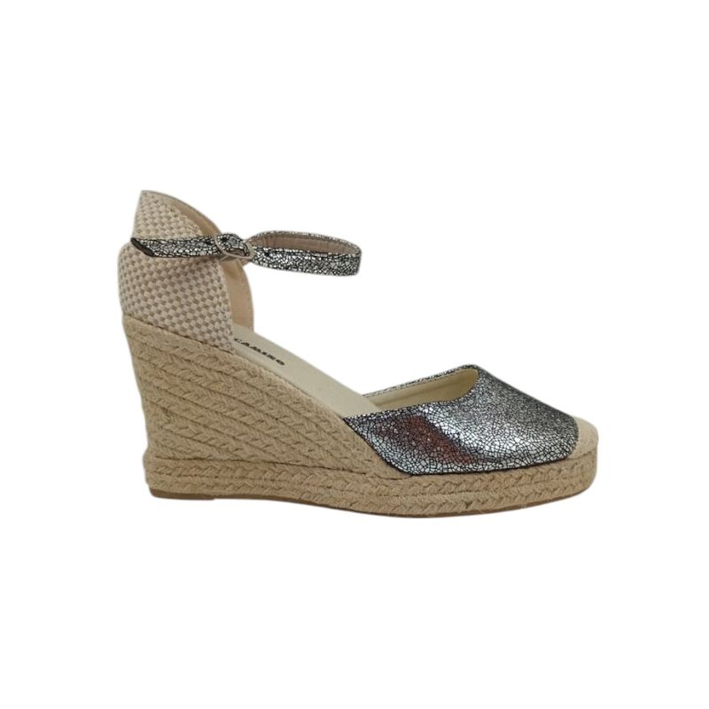 HERIEL - Zapato Plateado Taco Cuña Mujer