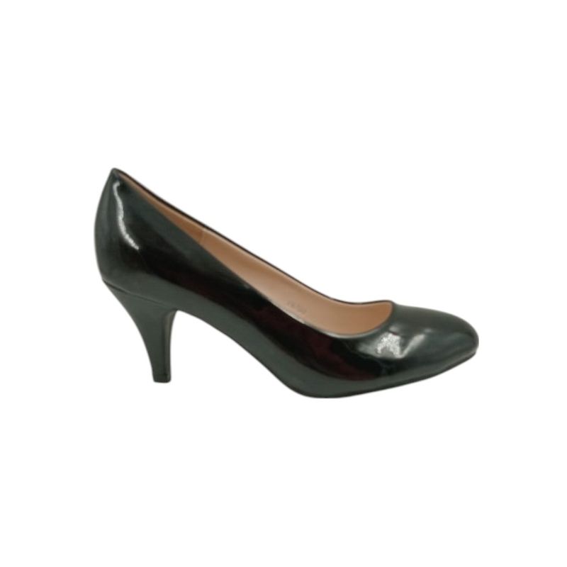 HERIEL - Zapato Negro Taco Charol Mujer