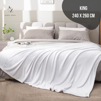 Imagen 2 del producto Frazada 2 Plazas / King Manta Termica Chalon Blanca Polar Lana Az