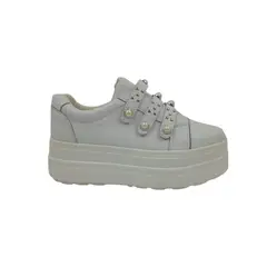 HERIEL - Zapatilla Blanca Perlas Mujer
