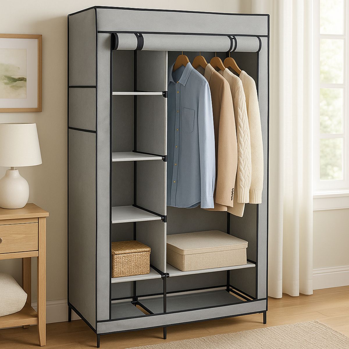 RACK & PACK - Closet Organizador Ropero Armario Armable de Tela Compartimiento 6 Anaqueles